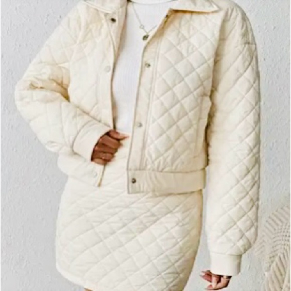 Women's Solid Argyle Quilted Pattern Two-Piece Se… - image 1